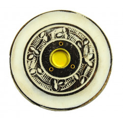 Porte encens en bois  (diametre 10 cm) blanchi