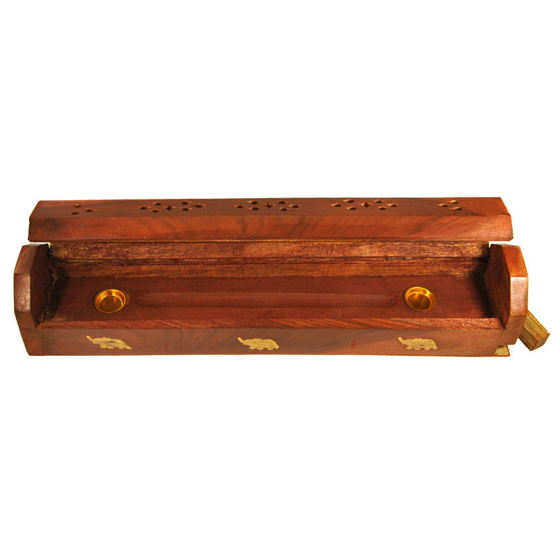 Boite porte encens  avec reserve (30 x 6 x 5cm)