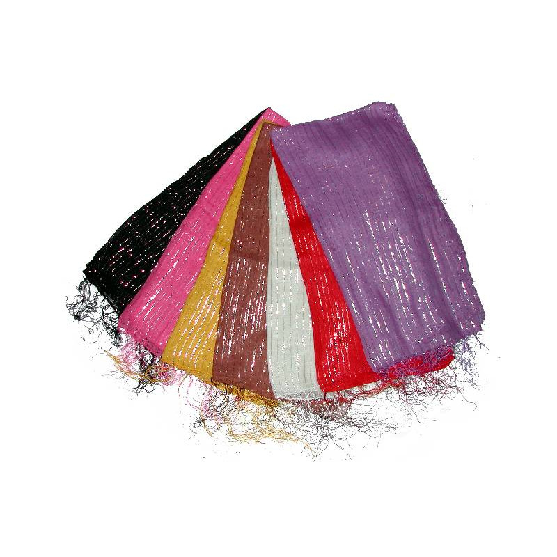Foulard fil argente franges (90 X 90)