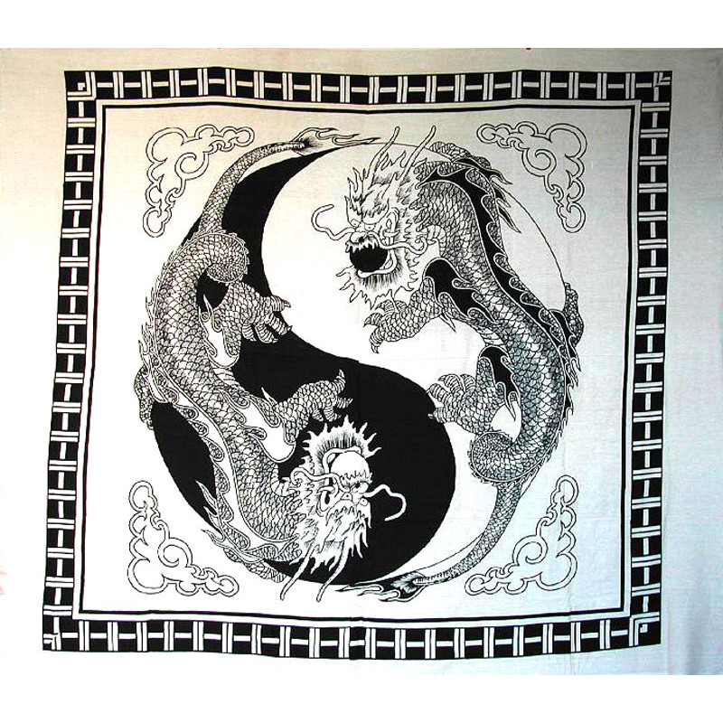 TENTURE NOIRE ET BLANCHE DOUBLE DRAGONS