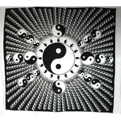 TENTURE NOIRE ET BLANCHE ASTRE YING YANG