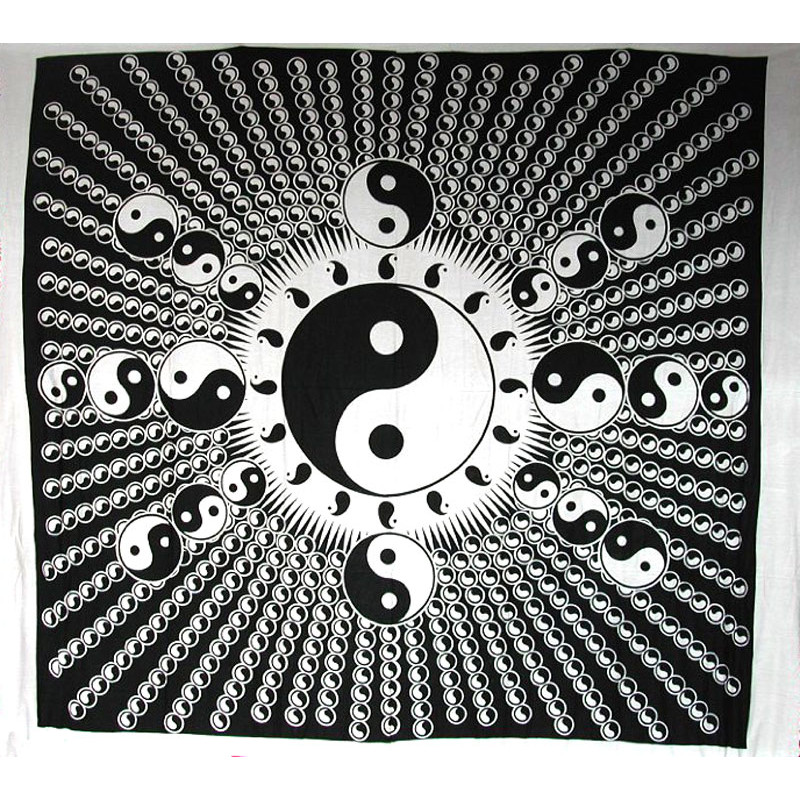 TENTURE NOIRE ET BLANCHE ASTRE YING YANG