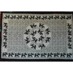 PETITE TENTURE BADAL ELEPHANTS BLANCHE ET NOIR