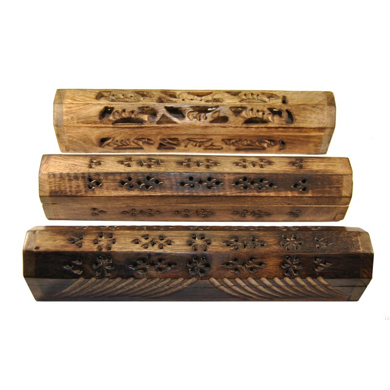 Boite porte encens antique avec reserve ( 30 x 6 x 5cm)