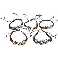Bracelet reglable cordon et os