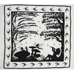 TENTURE NOIRE ET BLANCHE FEERIE ET ELFES