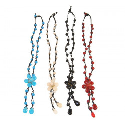 Collier perles verre fleurs