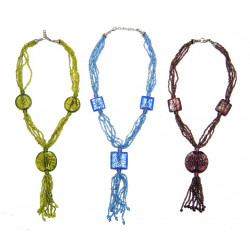 Collier perles plates et  breloques