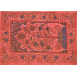 PETITE TENTURE ARBRE ET PAON ROUGE (1.20m x 2.20)