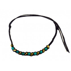 Bracelet cercles dores et perles turquoise
