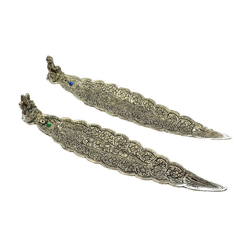 Grand porte encens metal et statuette