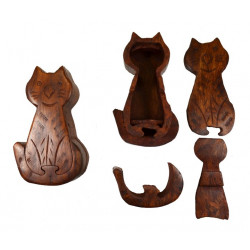 Boite en bois secrete chat