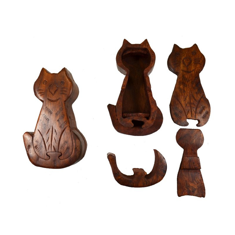 Boite en bois secrete chat