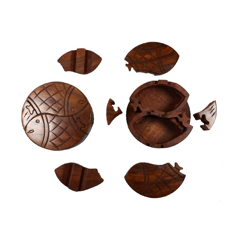 Boite en bois secrete poissons