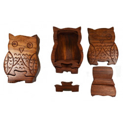 Boite en bois secrete chouette