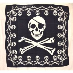 TENTURE NOIRE ET BLANCHE TETE DE MORT
