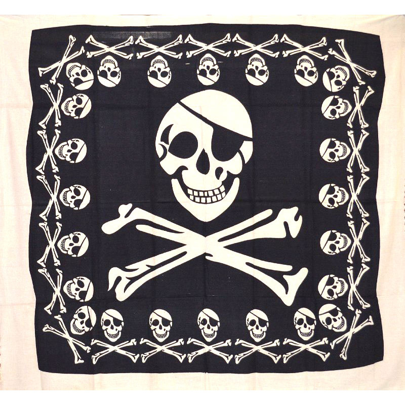 TENTURE NOIRE ET BLANCHE TETE DE MORT