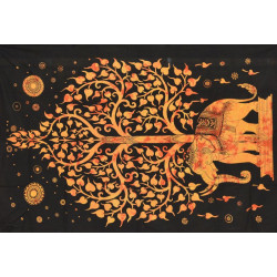 PETITE TENTURE ARBRE ET ELEPHANT ORANGE
