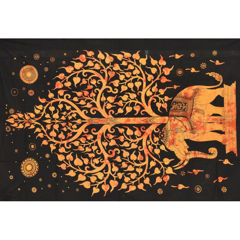 PETITE TENTURE ARBRE ET ELEPHANT ORANGE