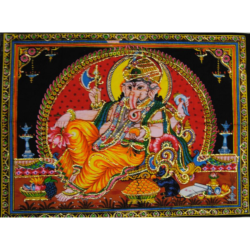 Mini tenture fluo Ganesh  (100cm x 75 cm)