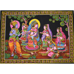 Mini tenture fluo scene indienne (100cm x 75 cm)