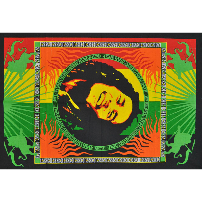 Mini tenture Bob Marley smile et lions (75 X 105 cm)