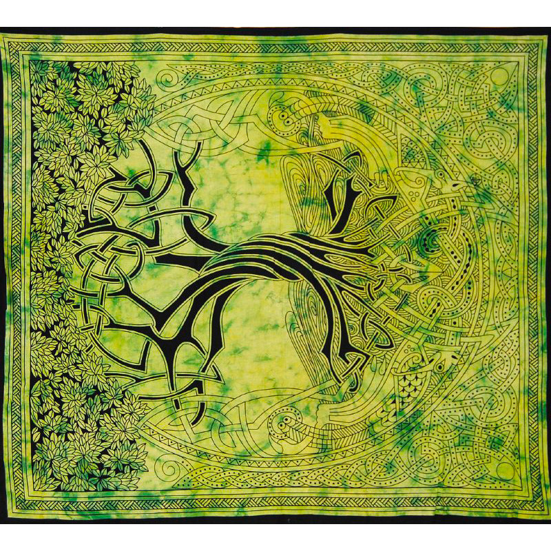 TENTURE ARBRE DE VIE CELTIQUE VERTE