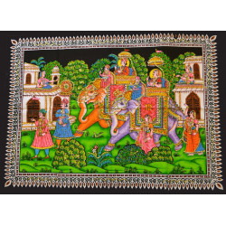 Mini tenture fluo scene elephants  (100cm x 75 cm)