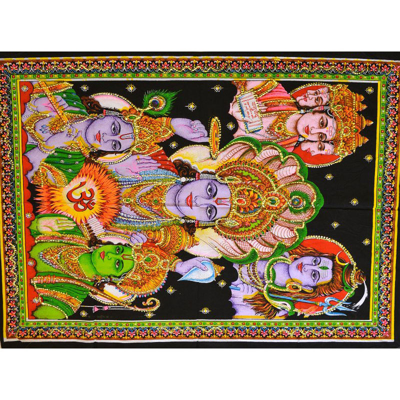 Mini tenture fluo 5 dieux  (100cm x 75 cm)