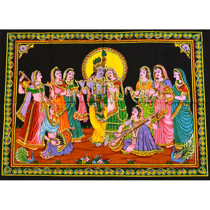 Mini tenture fluo Krishna  (100cm x 75 cm)