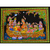 Mini tenture fluo Krishna sur un bateau (100cm x 75 cm)