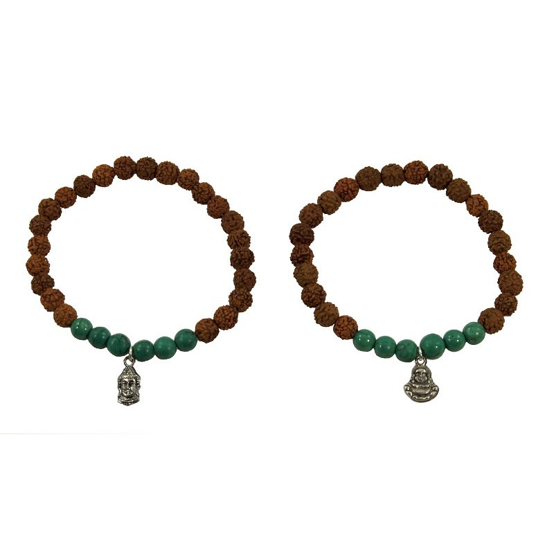 Bracelet mala rudraksh et breloque