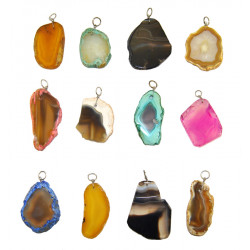 Pendentif tranche d'agate naturelle