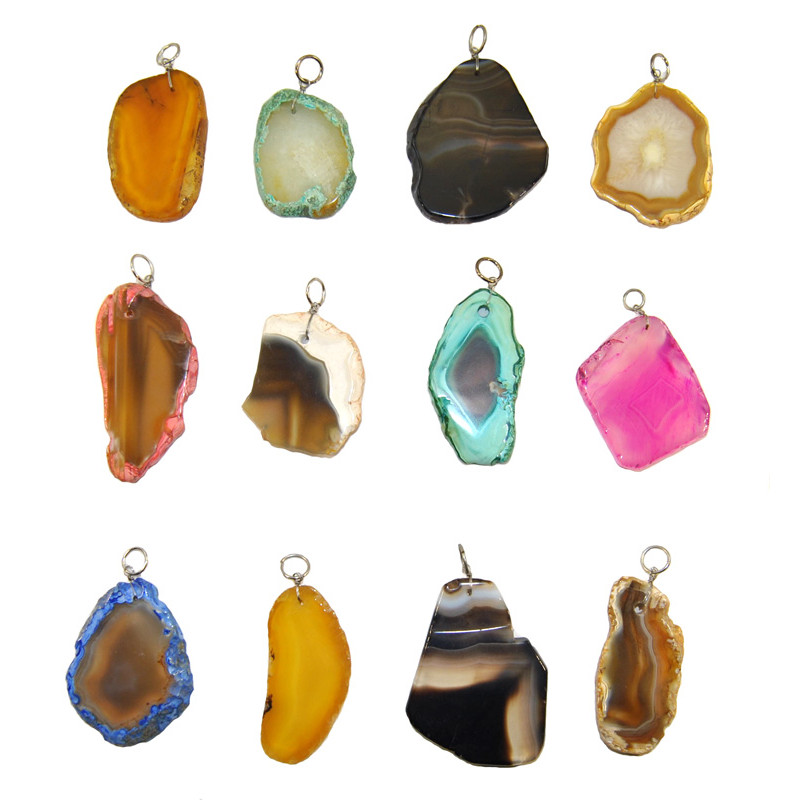 Pendentif tranche d'agate naturelle
