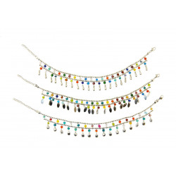 Chaine de cheville multicolores 2 rangs