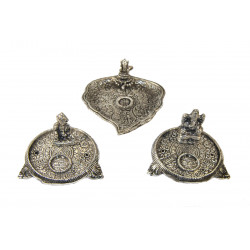 Porte encens metal et figurine rond ou feuille