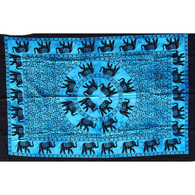 Mini tenture elephants bleu (110 cm X 70 cm)