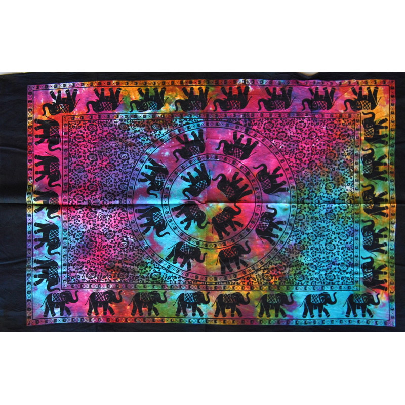 Mini tenture elephants multicouleur (110 cm X 70 cm)
