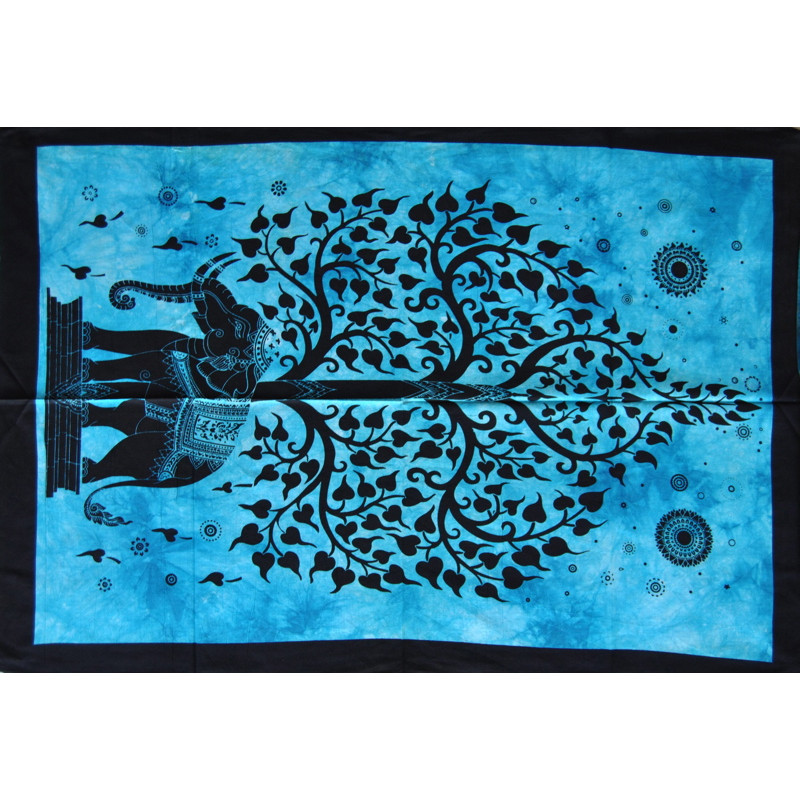 Mini tenture arbre de vie elephant bleu(110 cm X 70 cm)