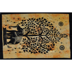 Mini tenture arbre de vie elephant jaune (110 cm X 70 cm)
