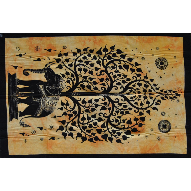 Mini tenture arbre de vie elephant jaune (110 cm X 70 cm)