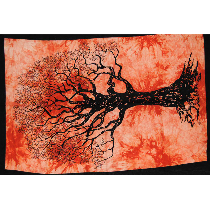 Mini tenture arbre de vie orange (110 cm X 70 cm)
