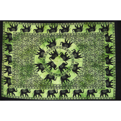 Mini tenture verte elephants (110 cm X 70 cm)