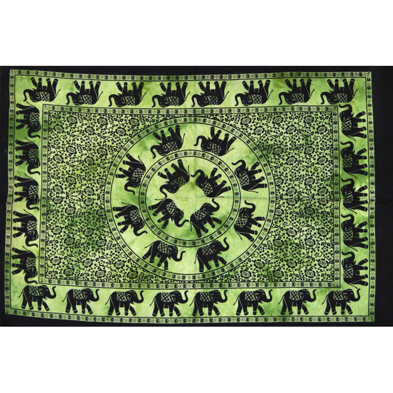 Mini tenture verte elephants (110 cm X 70 cm)