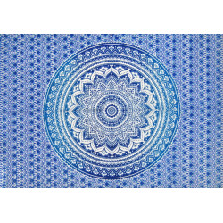 Mini tenture fleurs bleues (110 cm X 70 cm)