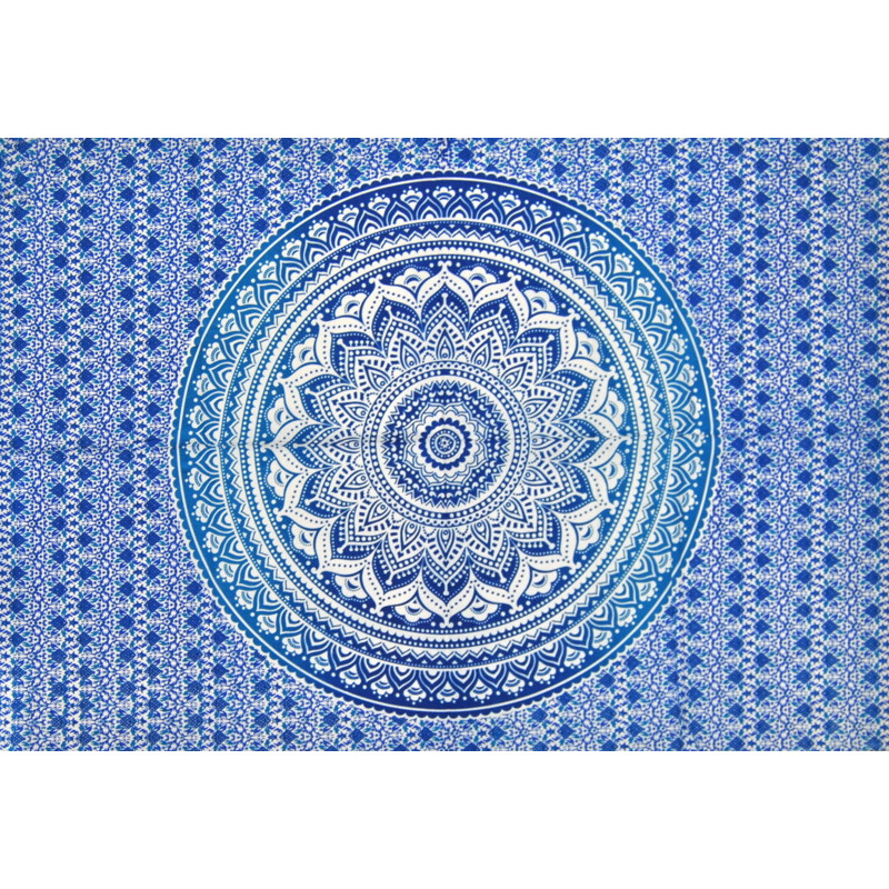 Mini tenture fleurs bleues (110 cm X 70 cm)