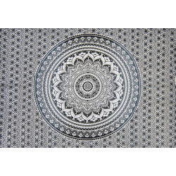 Mini tenture fleurs noire et blanche (110 cm X 70 cm)