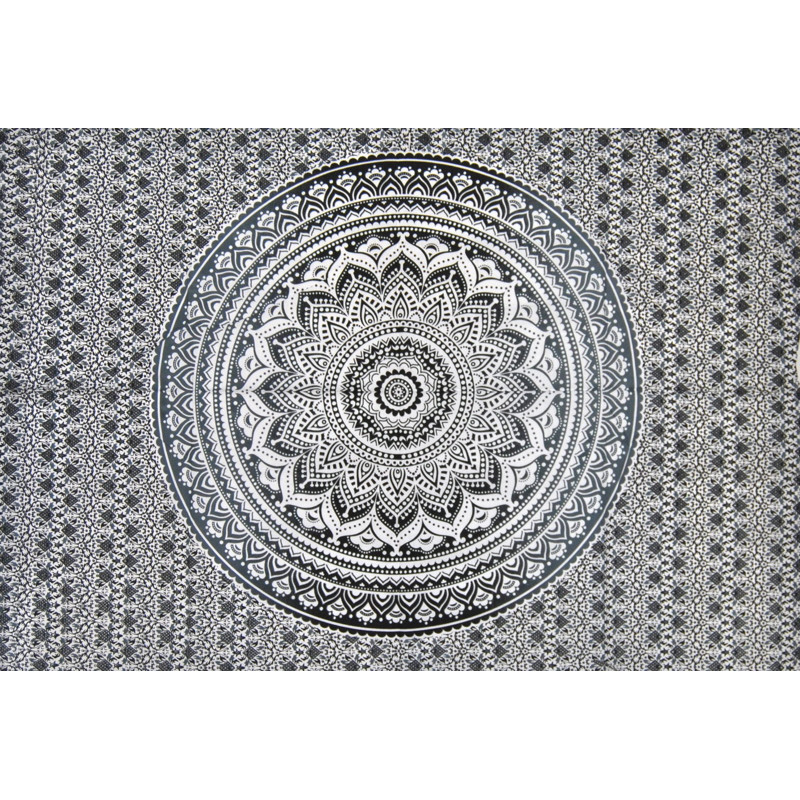 Mini tenture fleurs noire et blanche (110 cm X 70 cm)