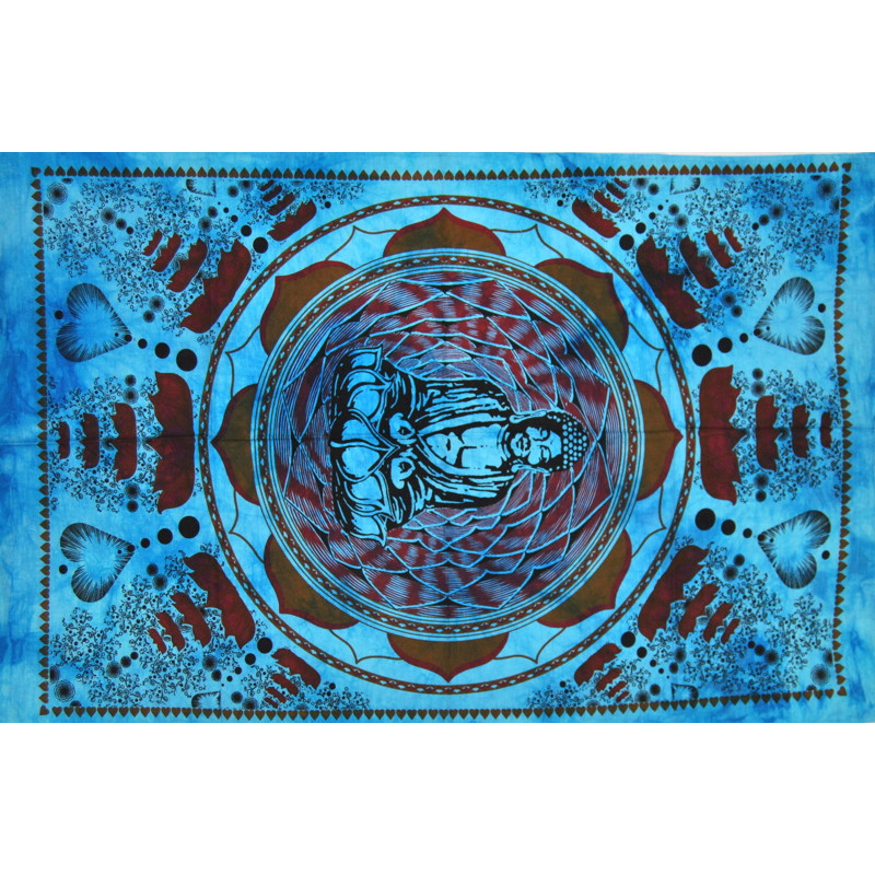 Mini tenture bouddha love flower bleue (110 cm X 70 cm)