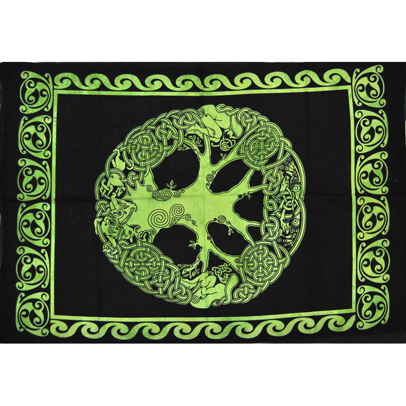 Mini tenture arbre de vie verte (110 cm X 70 cm)